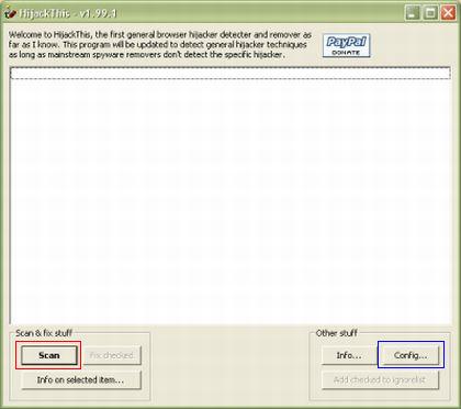 Figuur 1: Start scherm van HijackThis